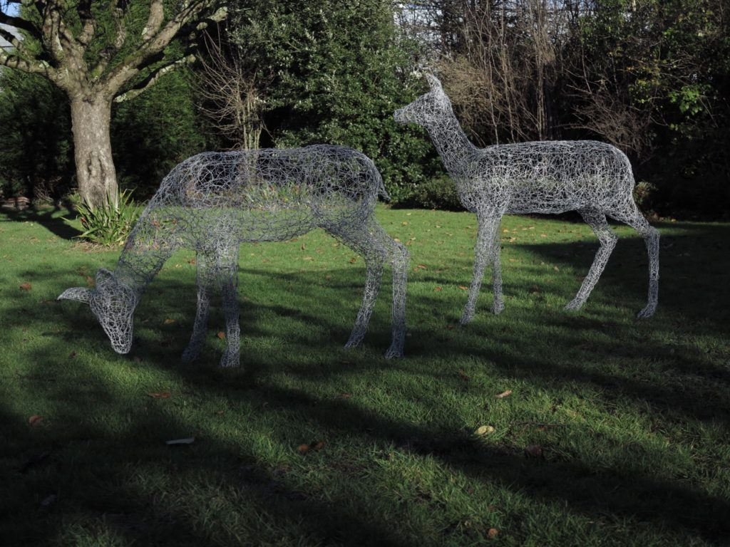 Wire deer sculpture made from galvanised wire sculpture