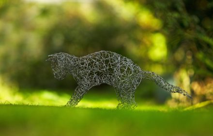 Wire cat sculptures