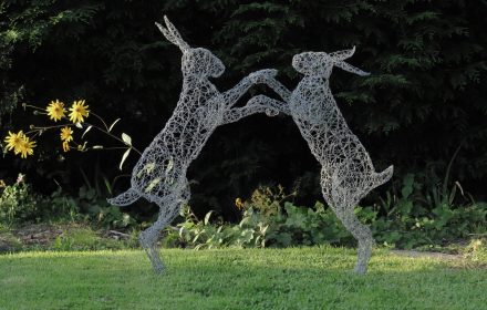 Wire hare sculptures