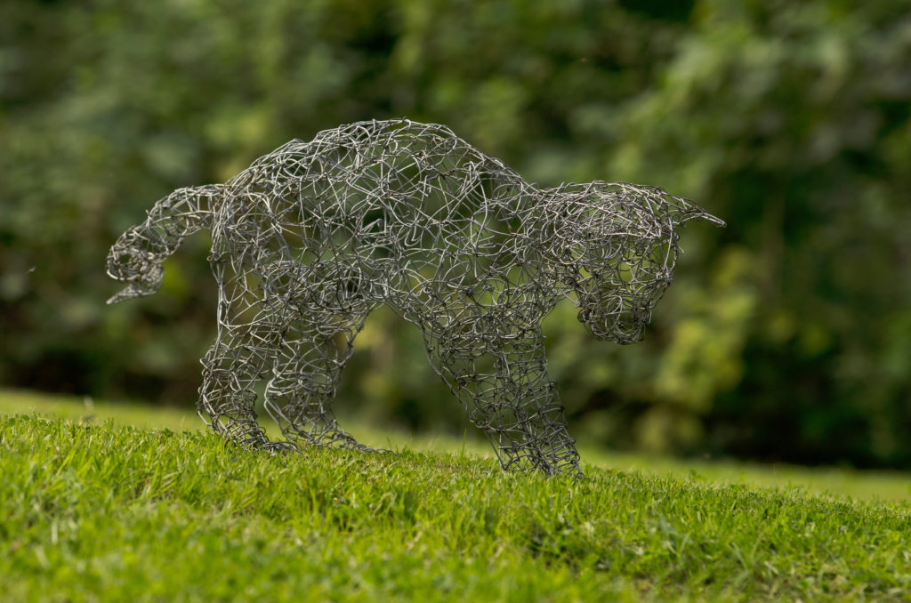 Wire handmade cat sculpture