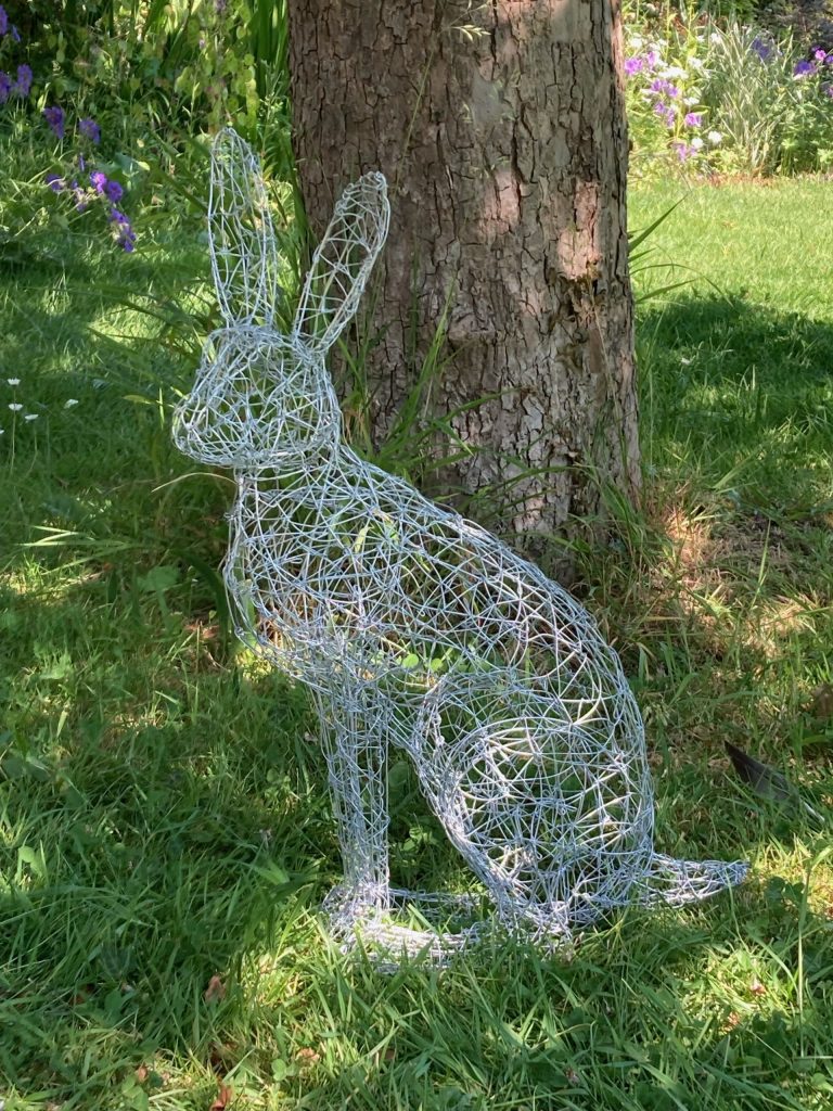 Wire hare garden ornament