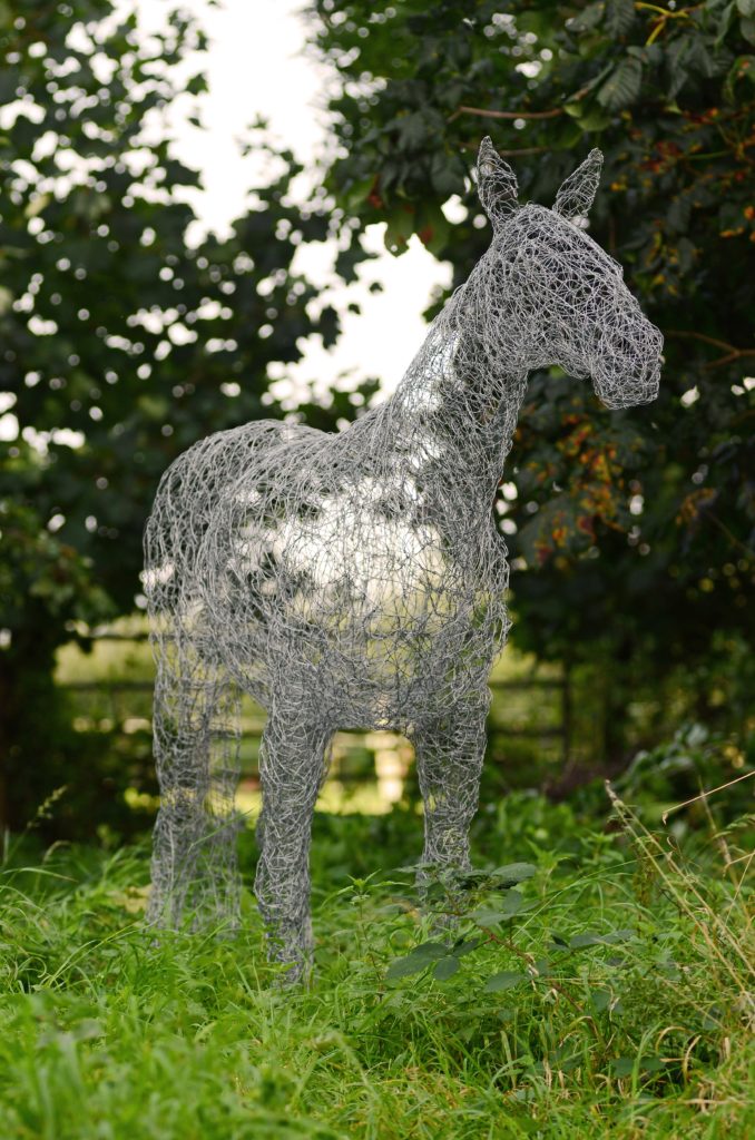 Wire horse garden art sculpture